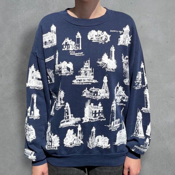 VTG 90S LIGHTHOUSE SWEATSHIRT - Picture 1 of 8